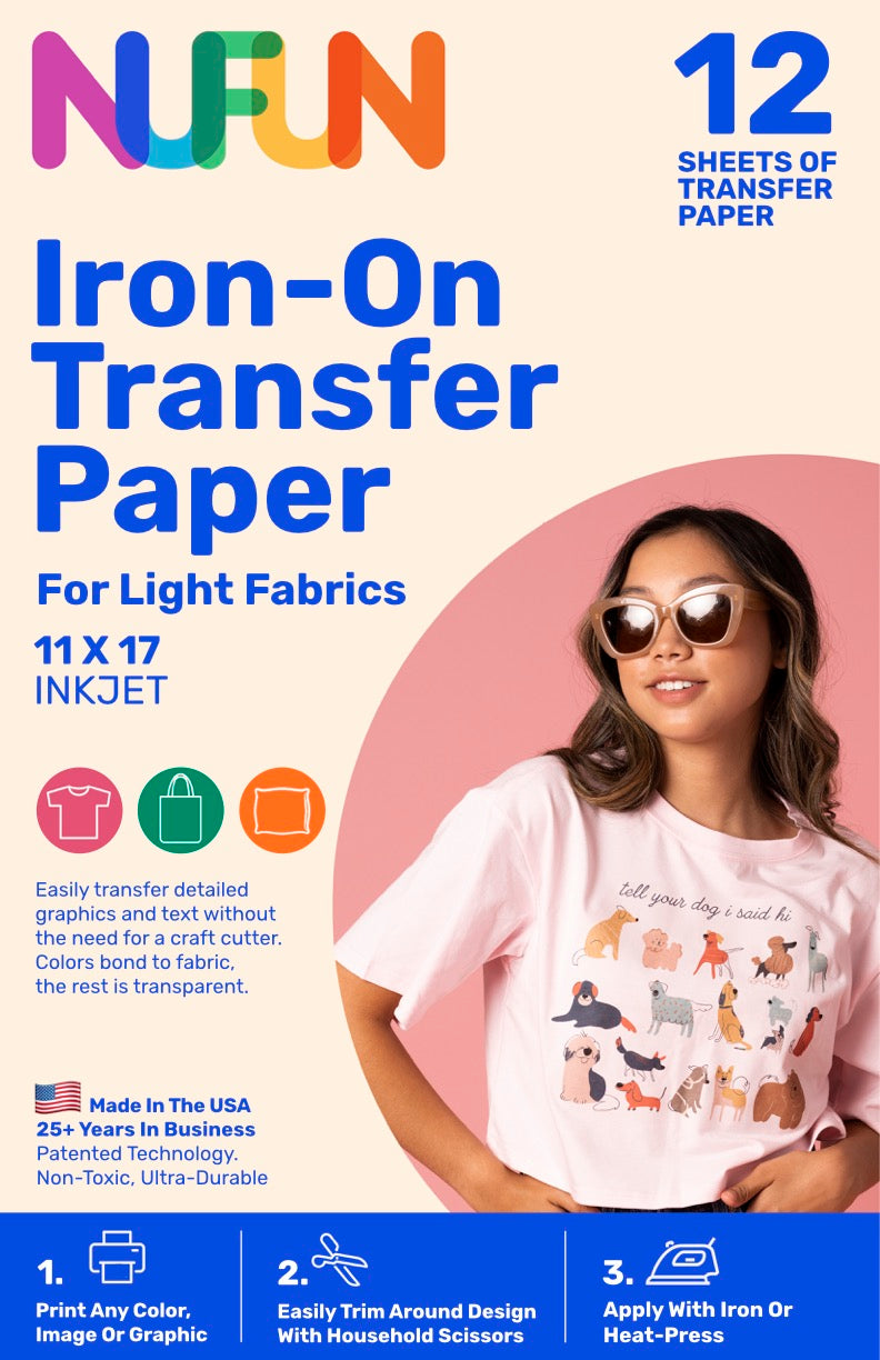 InkJet Printable Transfer Paper for Light Fabrics 11"x17"