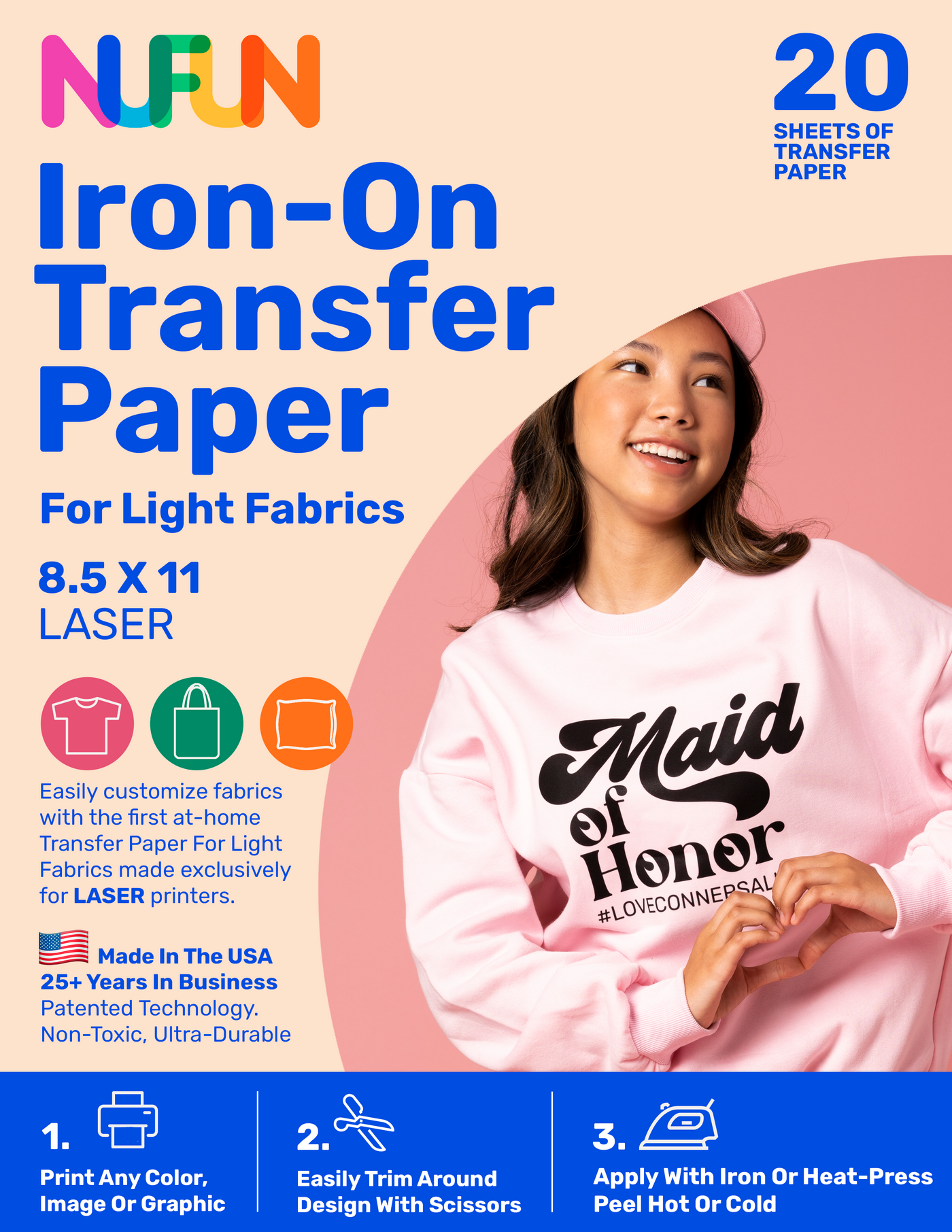 Laser Printable Transfer Paper for Light Fabrics 8.5"x11" (S922)