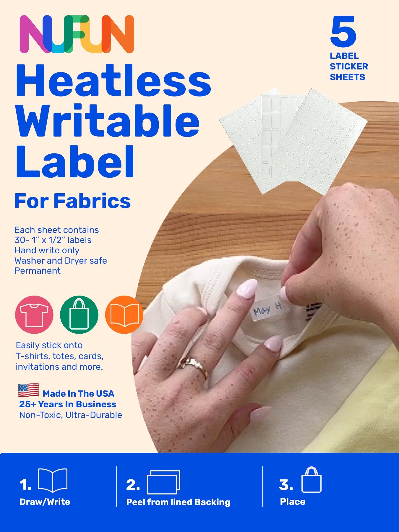 NuFun Activities Heatless Writable Labels for Fabrics or Hard Surfaces