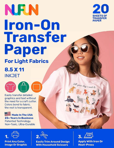 InkJet Printable Transfer Paper for Light Fabrics 8.5"x11" (S421)
