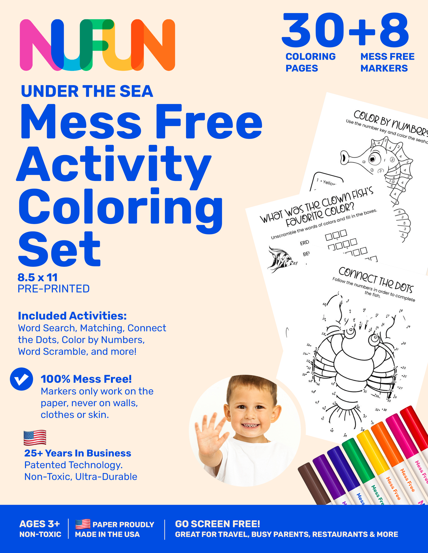 Under The Sea Mess Free Coloring Set (8 Markers included)