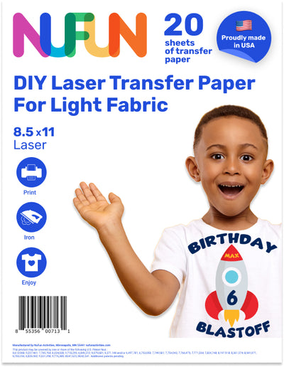 Laser Printable Transfer Paper for Light Fabrics 8.5"x11" (S922)