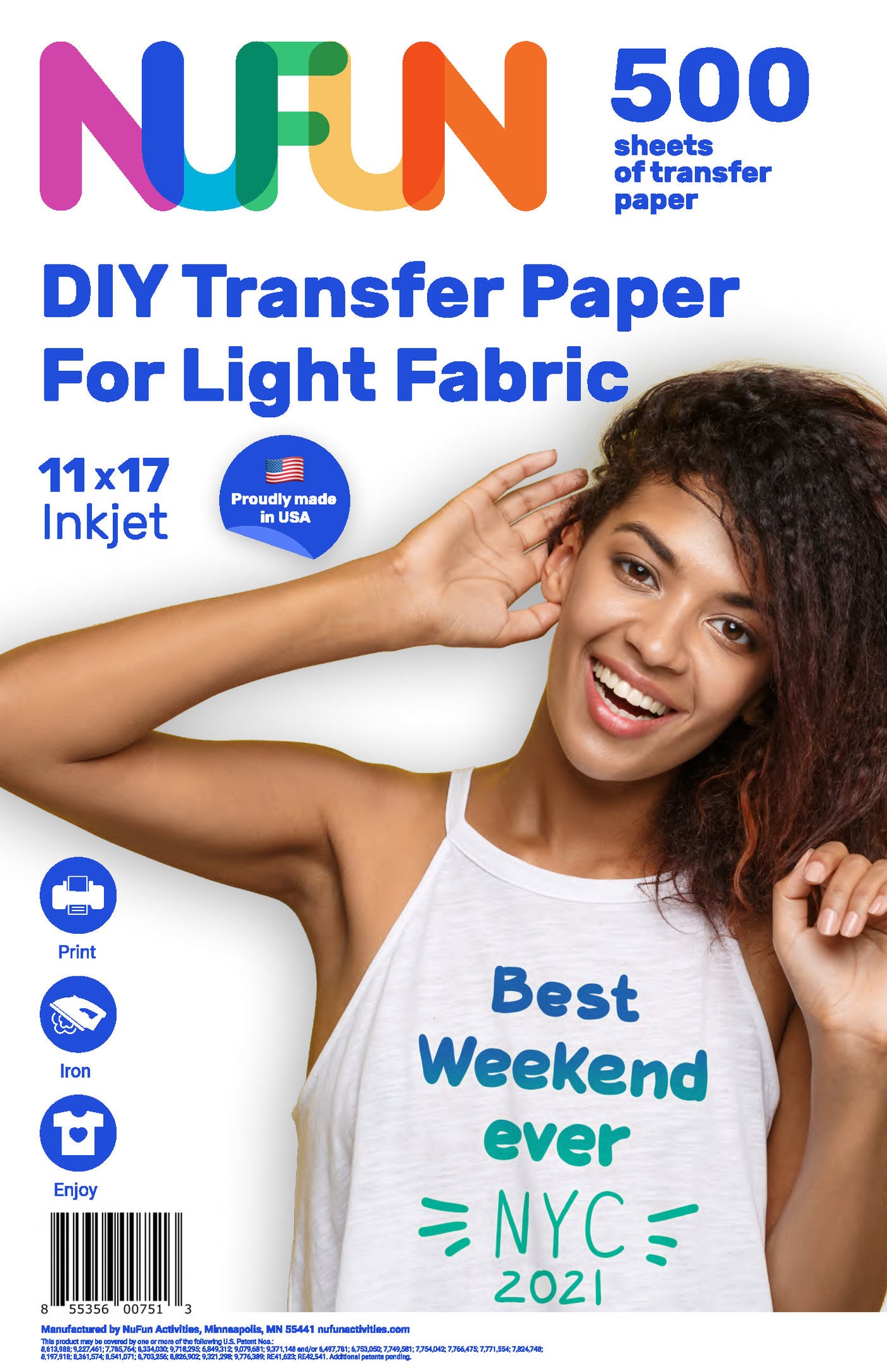 InkJet Printable Transfer Paper for Light Fabrics 11"x17"