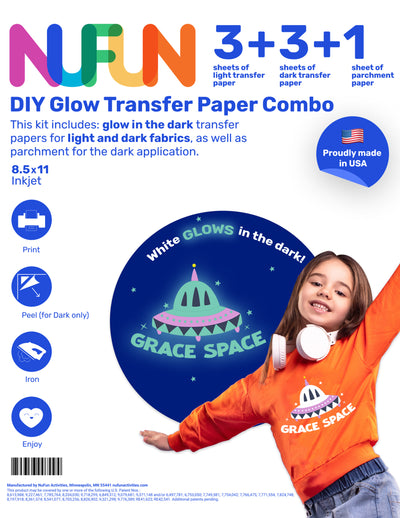 InkJet Printable Glow in The Dark Heat Transfer Paper Combo Pack
